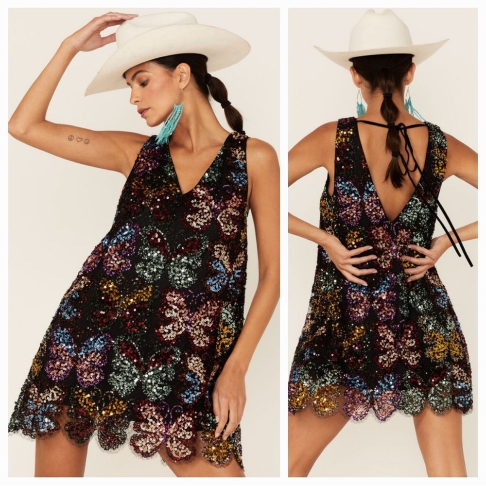 Free People Fly Me Away sequined mini dress